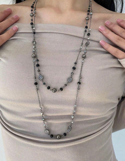 Crystal Ball Beaded Long Necklace