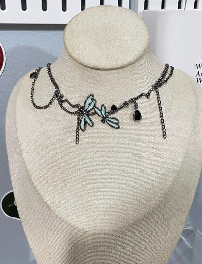 Dragonfly & Water Drop Geometric Choker Necklace🧚