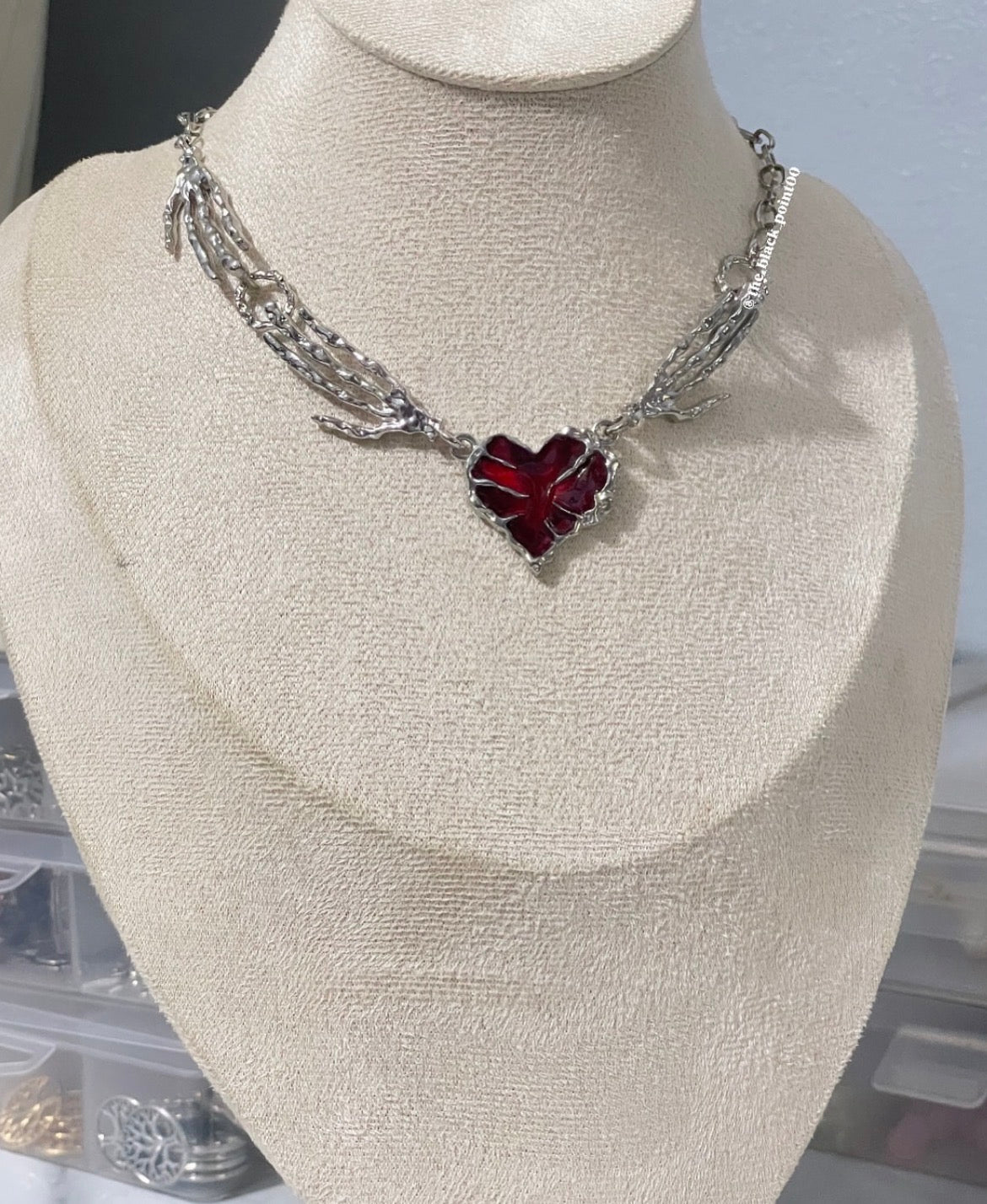 Skeleton Hands Heart Necklace