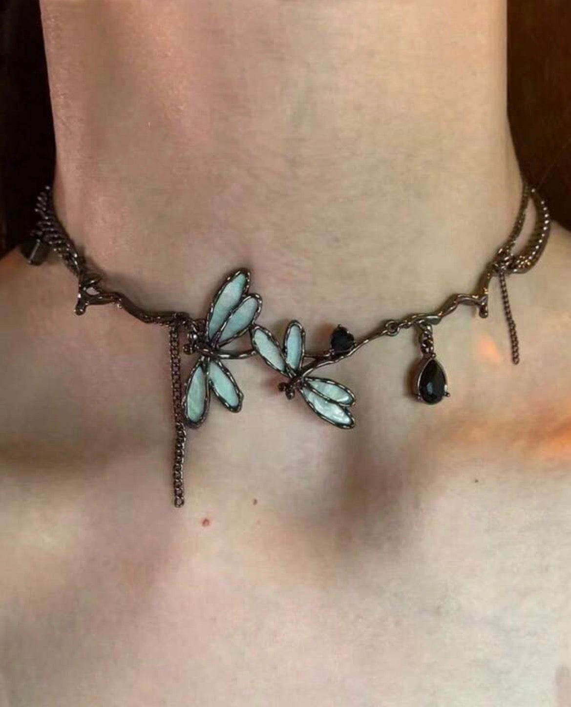 Dragonfly & Water Drop Geometric Choker Necklace🧚