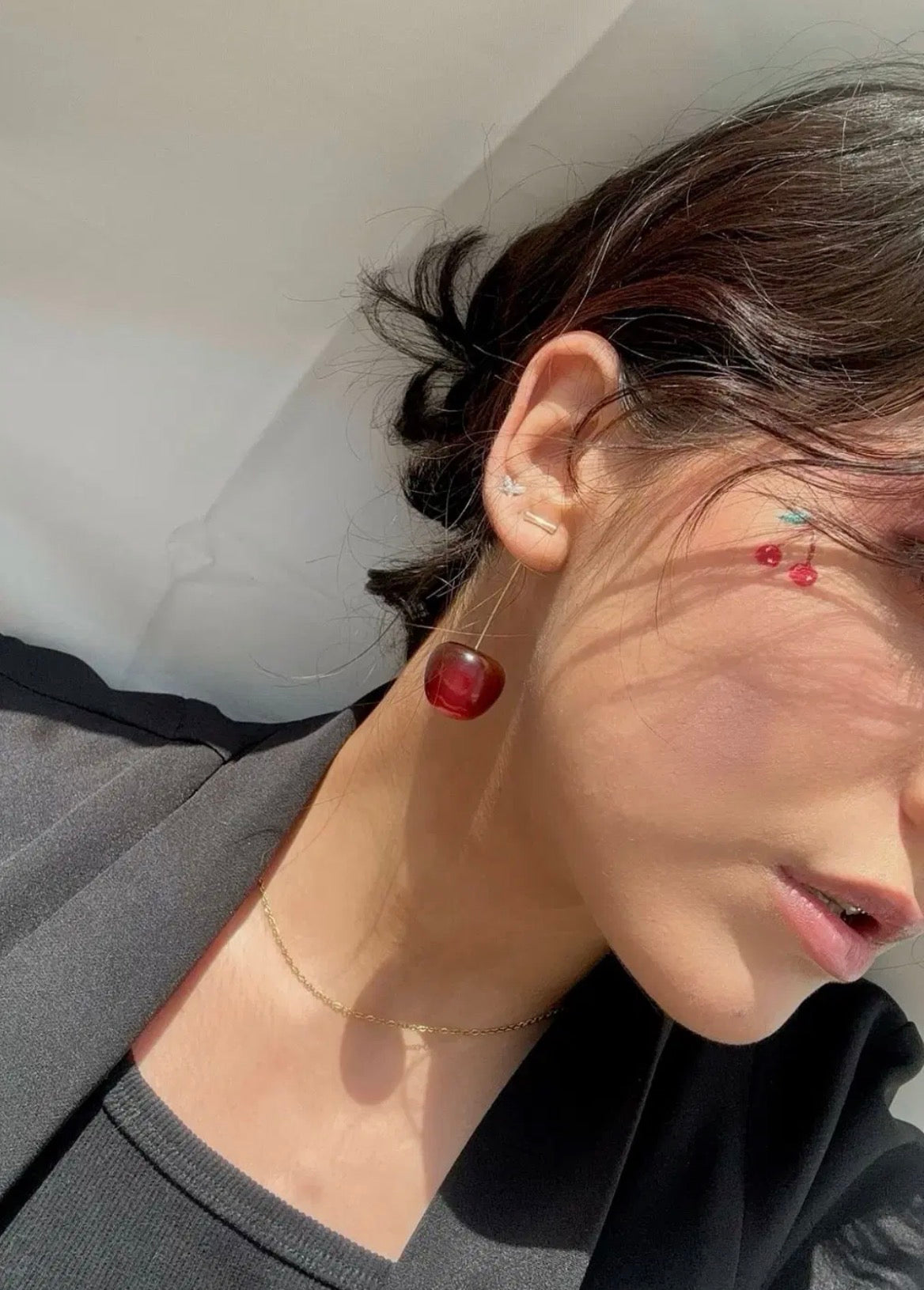 Red cherry drop earrings 🍒