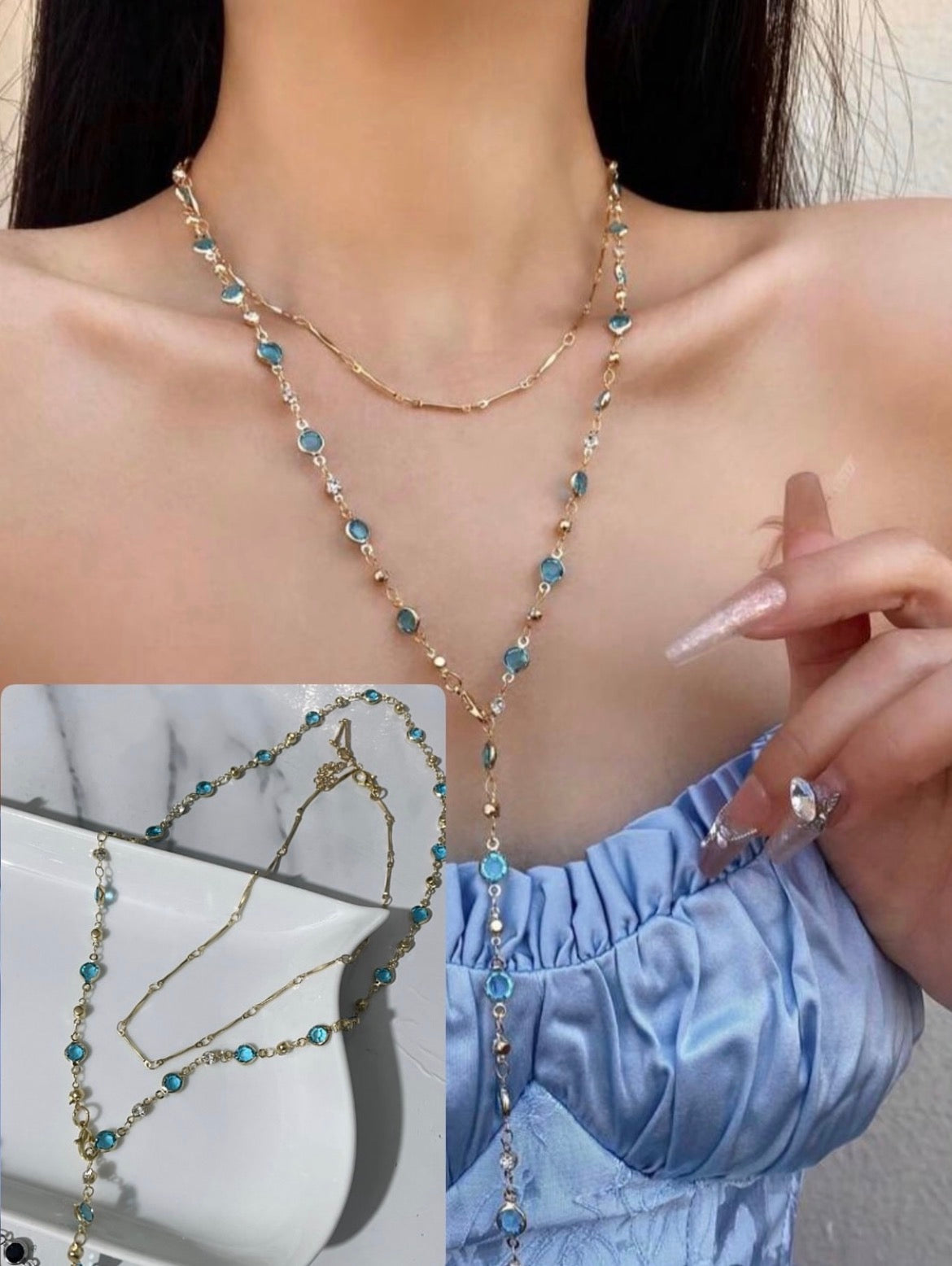 Crystal long necklace 🤍