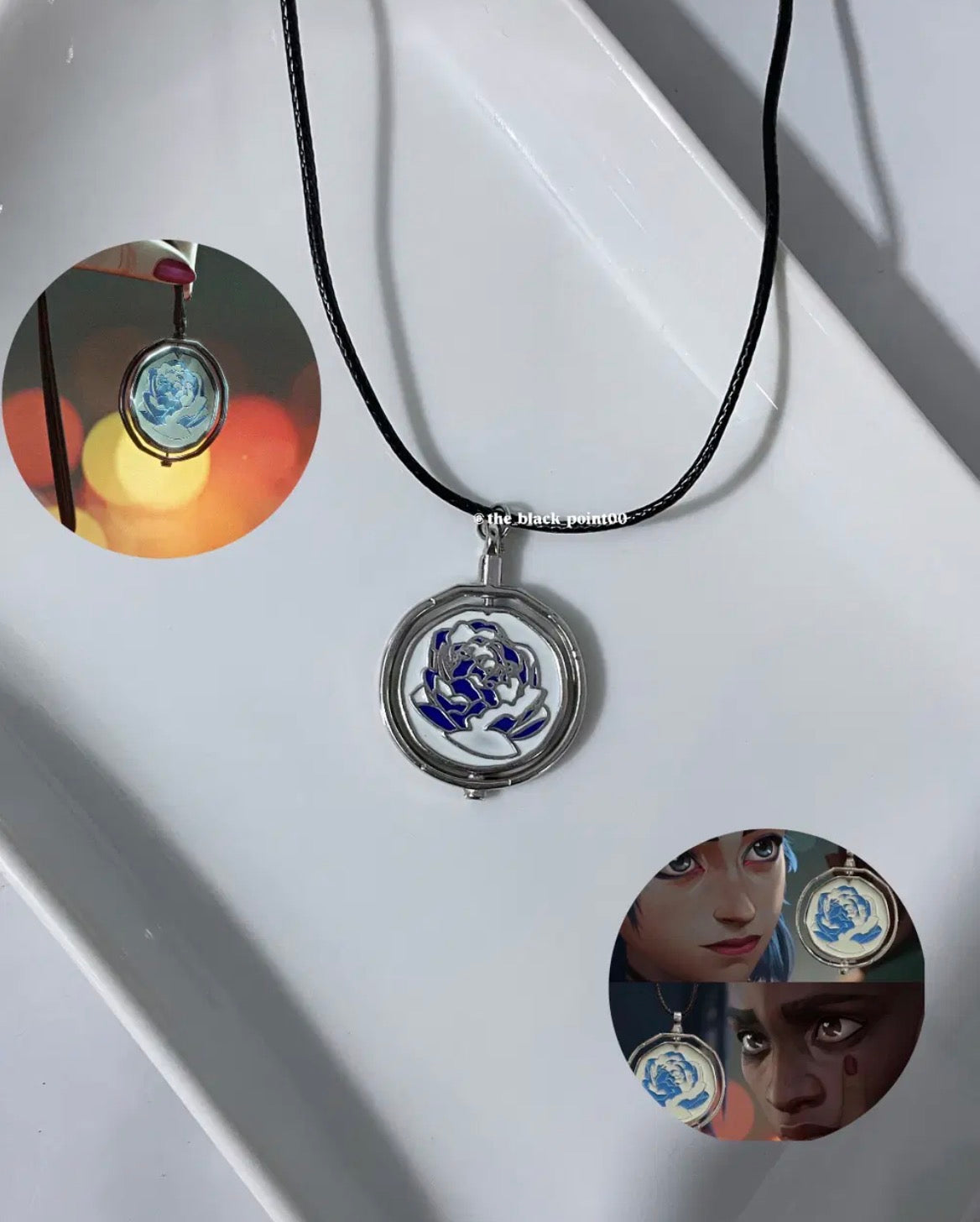 Jinx Blue Rose Rotating Necklace