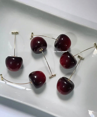 Red cherry drop earrings 🍒